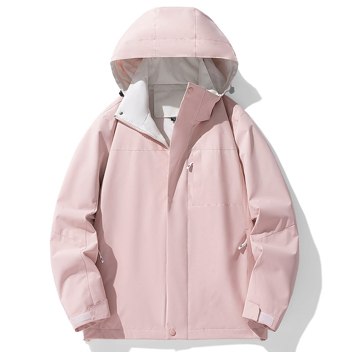 Men's waterproof three-layer outdoor jacket with hood, breathable mesh lining, and adjustable cuffs Mune Fashion