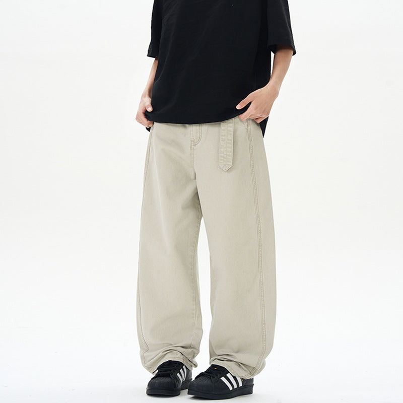 Men's Loose Cotton Baggy Pants with Drop Crotch and Extended Hem Mune Fashion