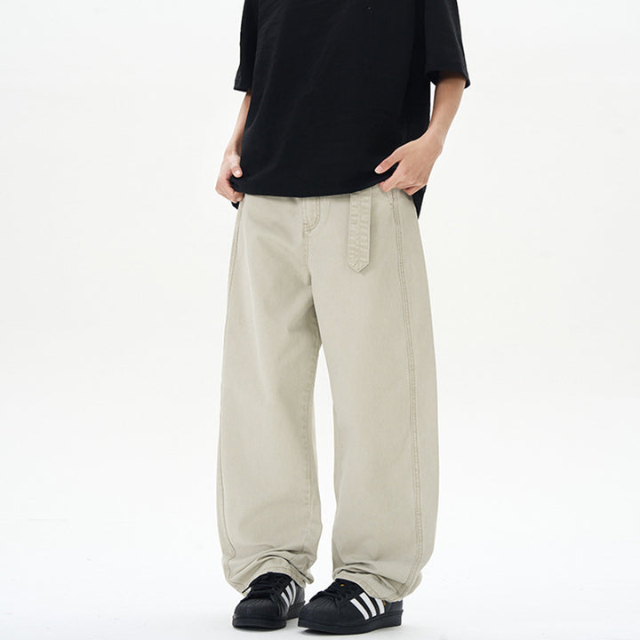 Men's Loose Cotton Baggy Pants with Drop Crotch and Extended Hem Mune Fashion