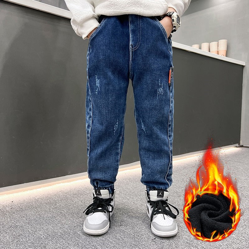 Men's casual fleece jeans with warming inner lining Mune Fashion