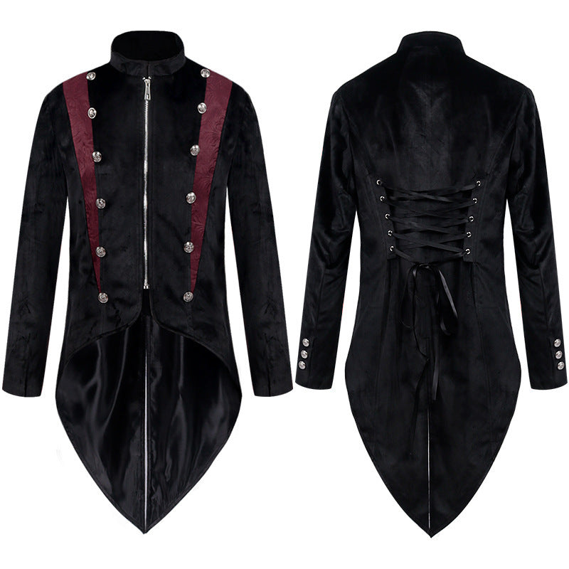 Men's embroidered tailcoat with swallowtail, embroidered lapel and ornamental cuff trim Mune Fashion