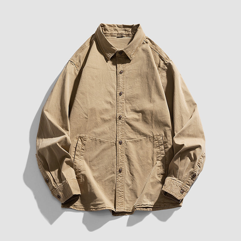 Men's Lightweight Canvas Work Shirt Jacket with Relaxed Fit and Large Side Pockets Mune Fashion