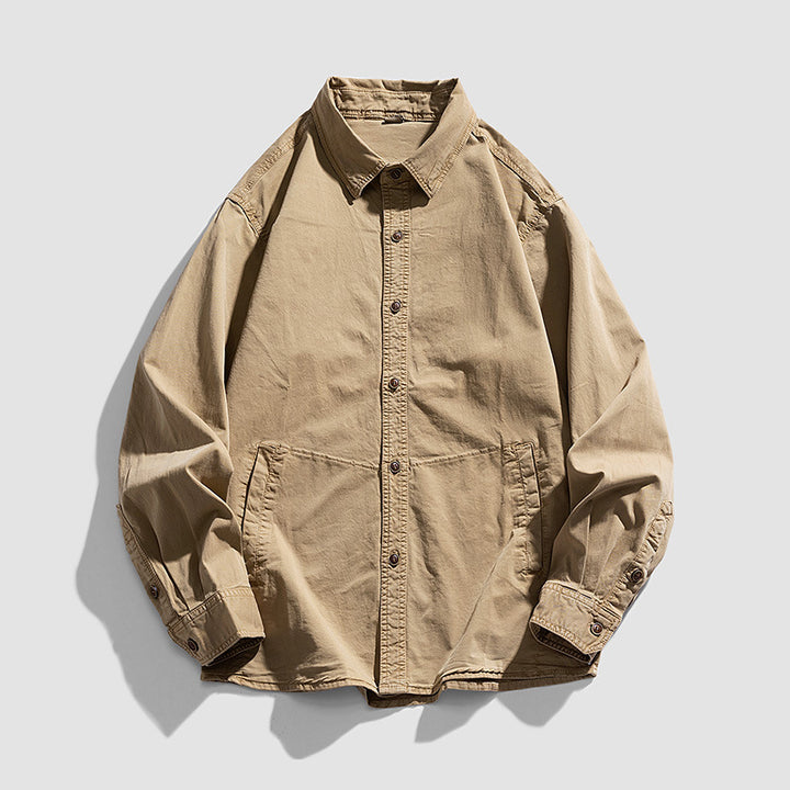 Men's Lightweight Canvas Work Shirt Jacket with Relaxed Fit and Large Side Pockets Mune Fashion