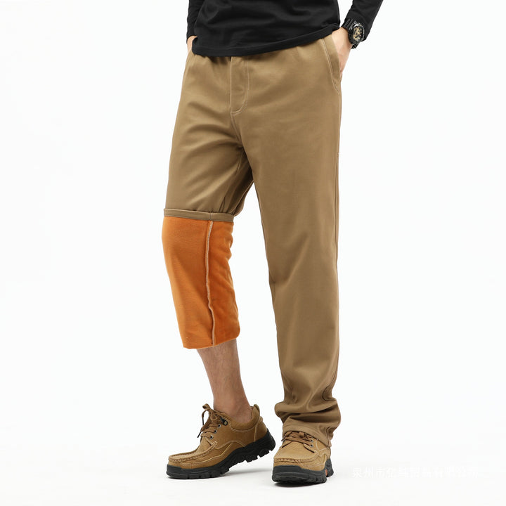 Men's Contrast-Lined Chino Jogger with Turned-Up Fleece Lining and Elastic Waistband Mune Fashion