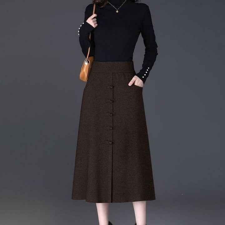 Ladies Elegant and Chic Midi Skirt with Button Details Mune Fashion