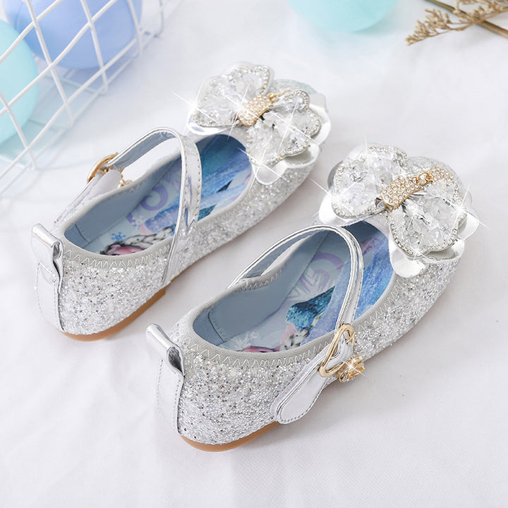 Girls Glitter Ballerinas with Decorative Flower Application Mune Fashion