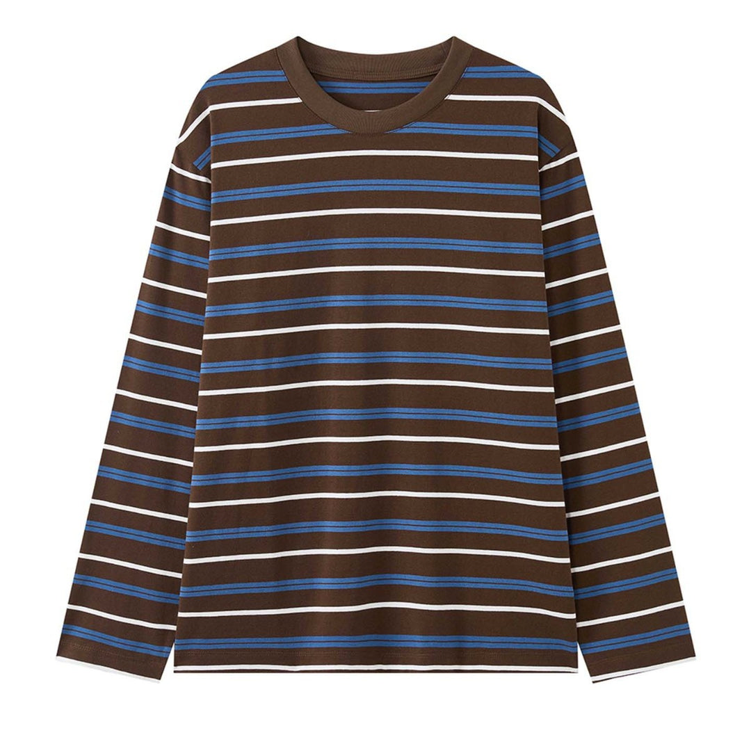 Women Oversized Long Sleeve Shirt with Striped Pattern Mune Fashion