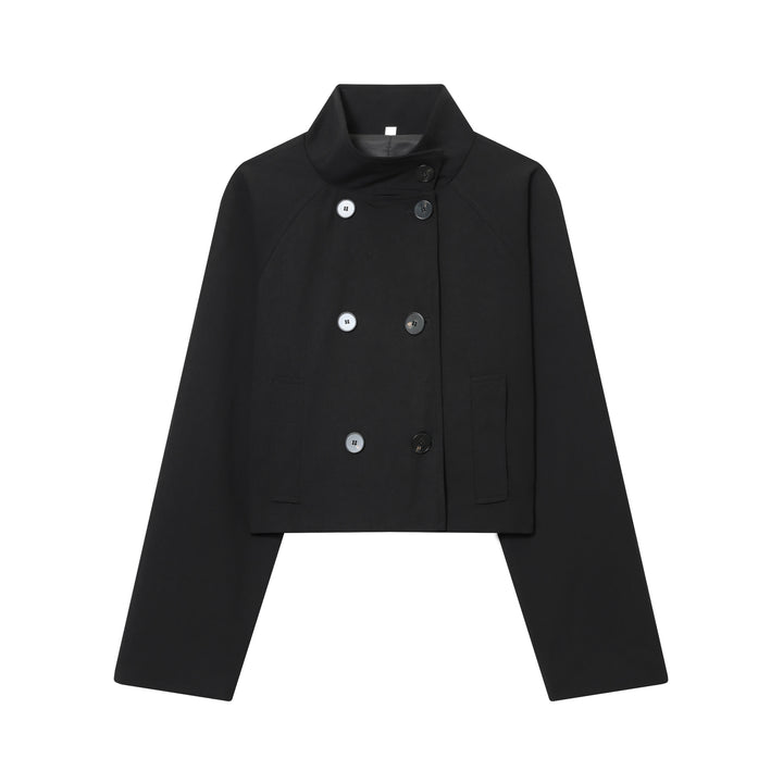 Women nan short double-breasted short coat with high stand-up collar Mune Fashion