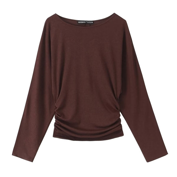 Women's long-sleeve shirt with side gathering and dropped shoulders Mune Fashion