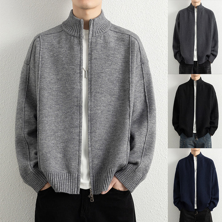 Men's High-Quality Cardigan with Stand Collar Mune Fashion
