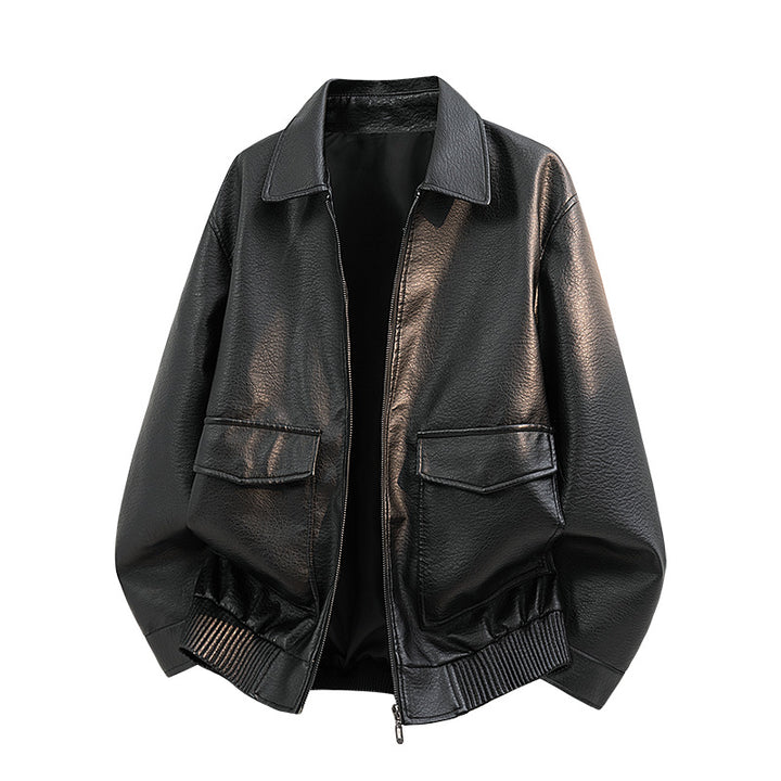 Men's Elegant Faux Leather Bomber Jacket Mune Fashion