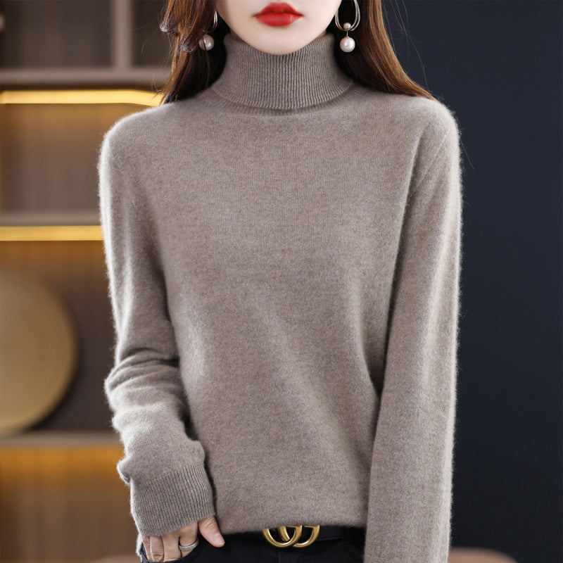 Women's Slim-Fit Turtleneck Sweater made of Cashmere-like Fine Knit with Soft Pile Mune Fashion