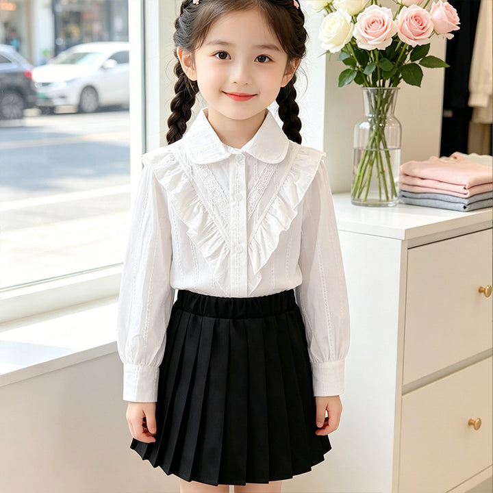 Women’s blouse with ruffle details and fine embroidery Mune Fashion