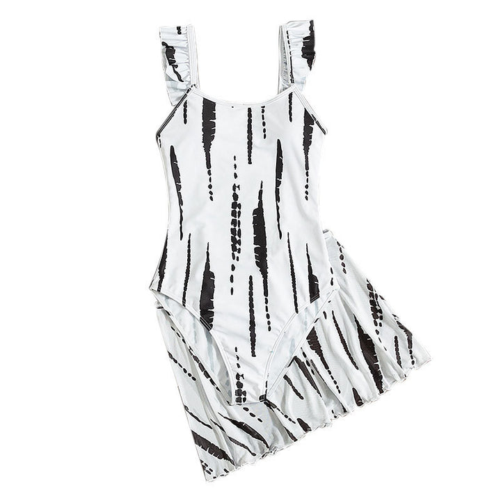 Women's one-piece swimsuit with ruffles and stylish skater skirt Mune Fashion