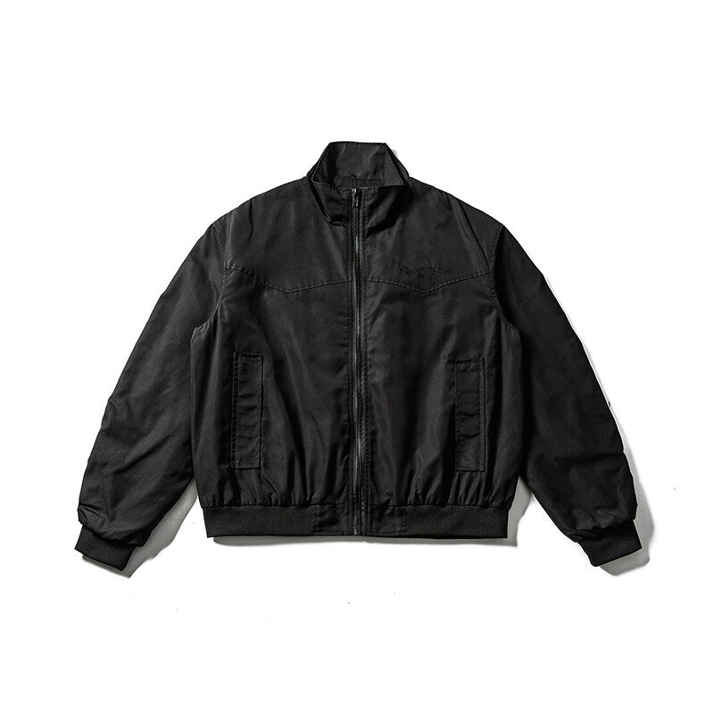 Men's Lightweight Bomber Jacket in Minimalist Satin Look with Stand Collar and Elastic Hem Mune Fashion
