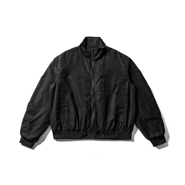 Men's Lightweight Bomber Jacket in Minimalist Satin Look with Stand Collar and Elastic Hem Mune Fashion