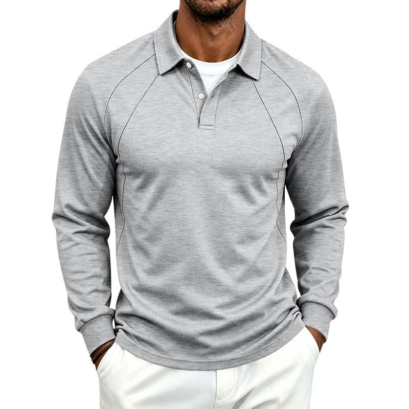 Men's long sleeve polo made of fine cotton blend with raglan seams and ribbed cuffs Mune Fashion