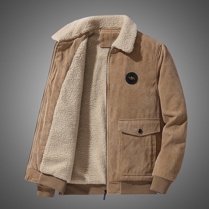 Men's cord jacket with continuous sherpa lining and patch pockets Mune Fashion
