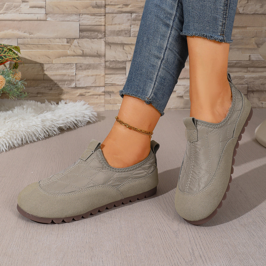 Women's Padded Quilted Slip-On Leisure Shoes with Non-Slip Profiling Sole Mune Fashion