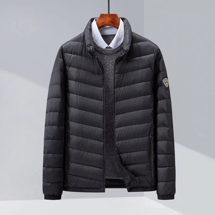 Men's Lightweight Padded Jacket with Diagonal Quilting, Stand-Up Collar and Zipper Pockets Mune Fashion