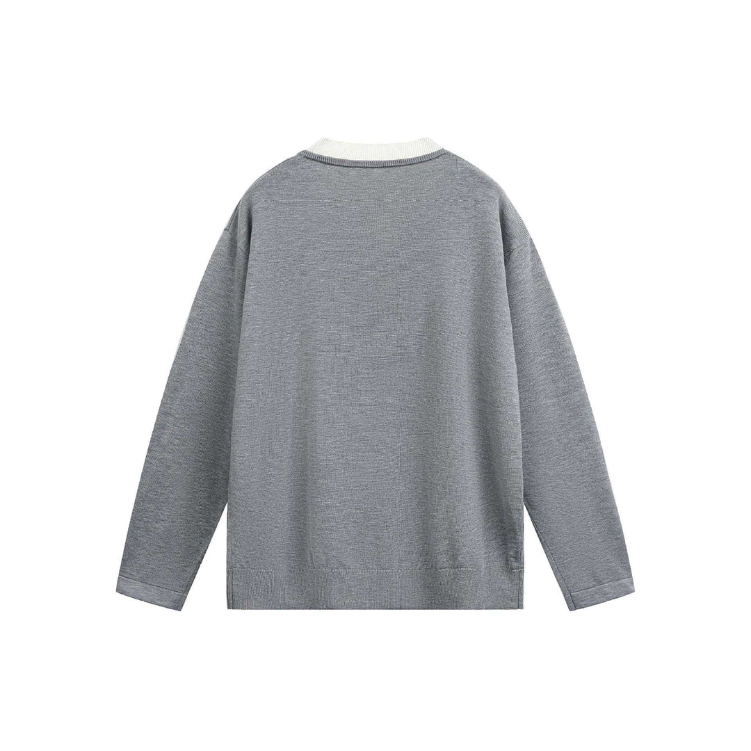 Unisex Casual Oversized Sweatshirt with Henley Placket and Ribbed Layer Collar Mune Fashion