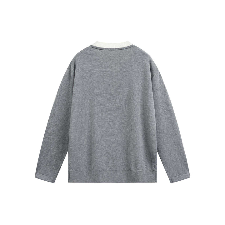 Unisex Casual Oversized Sweatshirt with Henley Placket and Ribbed Layer Collar Mune Fashion