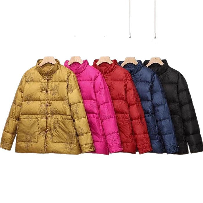 Women's padded quilted jacket with stand-up collar and traditional button placket Mune Fashion
