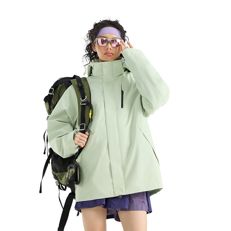 Women's Lightweight Waterproof Parka Hoodie Jacket with Sealed Seams and Drawstring Mune Fashion