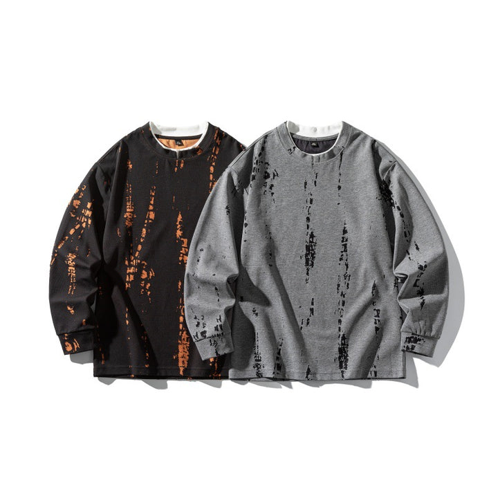Unisex Oversize-Long Sleeve Shirt with Tie-Dye and Destroyed Effect Mune Fashion
