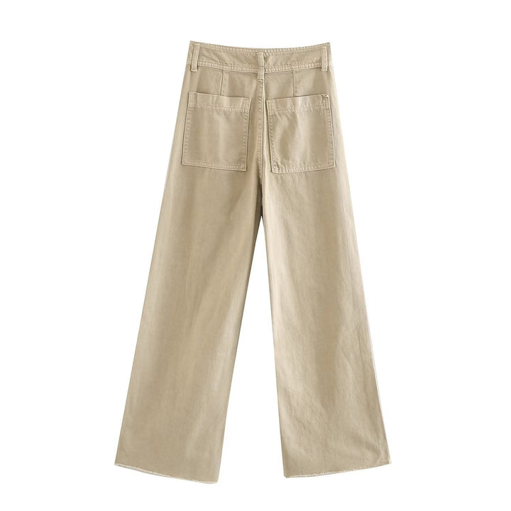 Women's loose high-waist worker pants with patch back pockets Mune Fashion