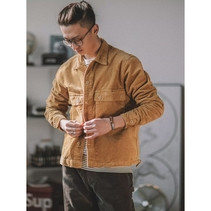 Men's Robust Cord Overshirt in Worker Look with Applied Flap Pockets Mune Fashion