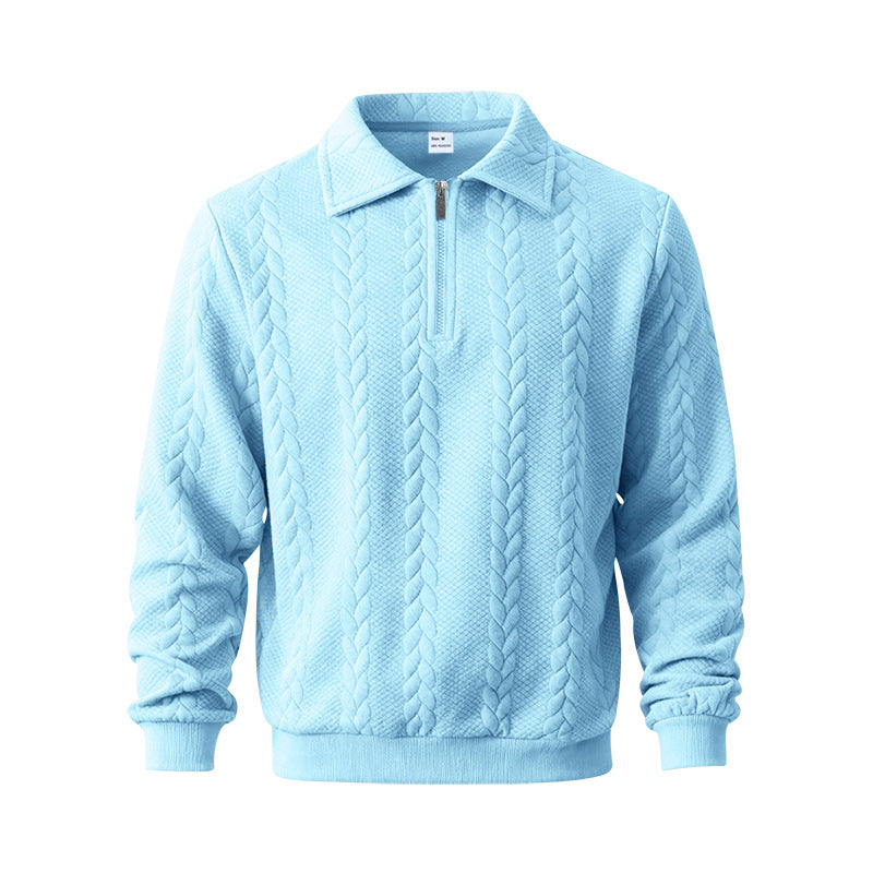Men's coarse knitted troyer with short zipper and polo collar Mune Fashion