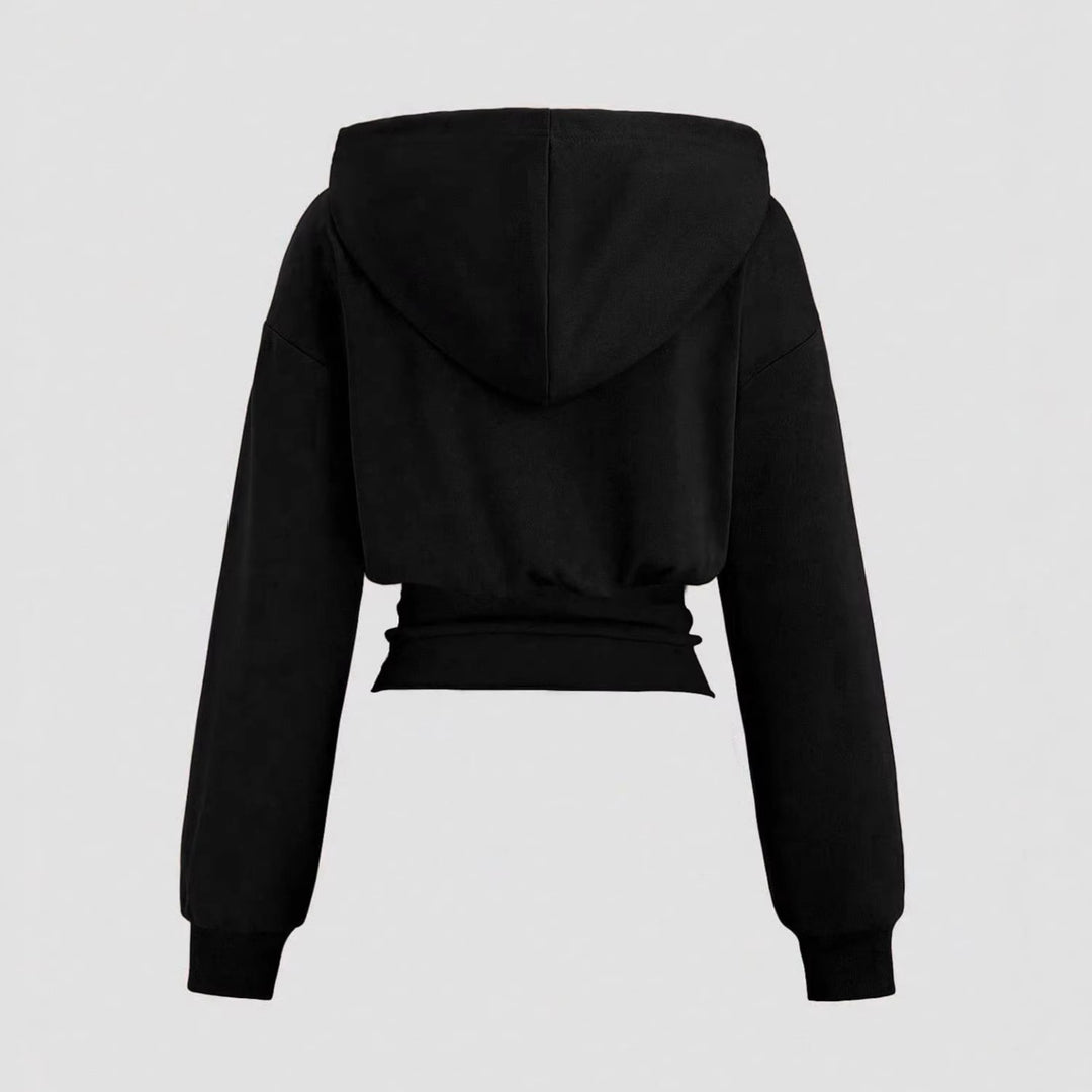 Women’s short-cut hooded sweatshirt with fitted ribbed hem Mune Fashion