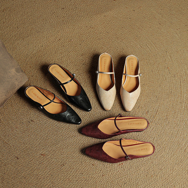 Women Genuine Leather Slip-On Mules