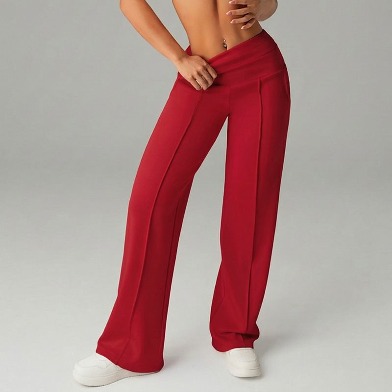 Women's High-Waist Palazzo Sweatpants with Crease and Comfort Waistband Mune Fashion