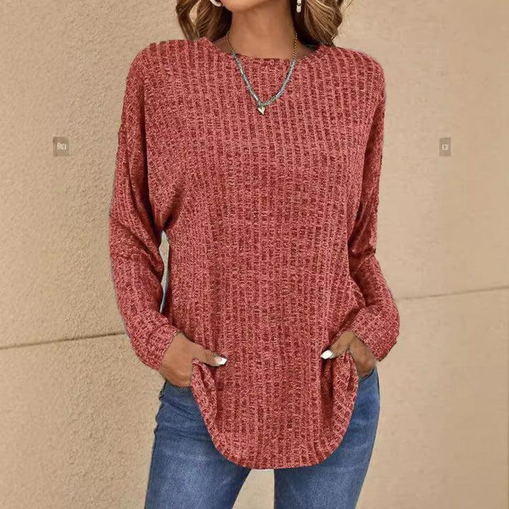 Women's Oversized Structured Knit Sweater with Round Neck and Pockets Mune Fashion