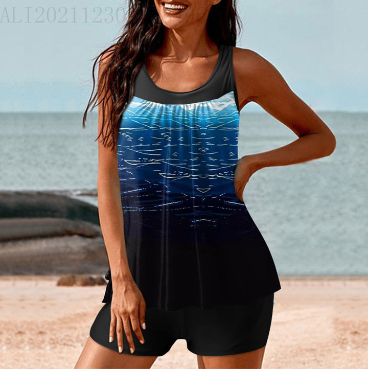 Ladies sporty beach outfit with stylish gathering Mune Fashion