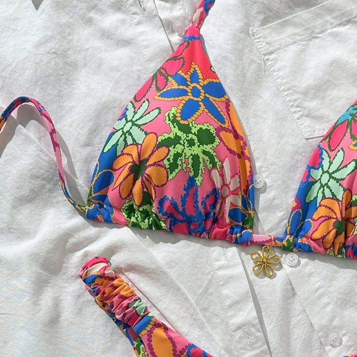 Women's triangle bikini with colorful floral pattern Mune Fashion