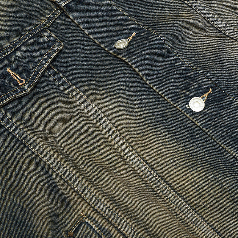Unisex Oversized Jeans Jacket with Vintage-Washed Effect and Chest Pockets Mune Fashion