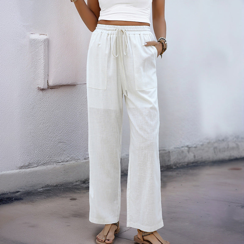 Women's Loose Summer Pants with Elastic Waist Mune Fashion