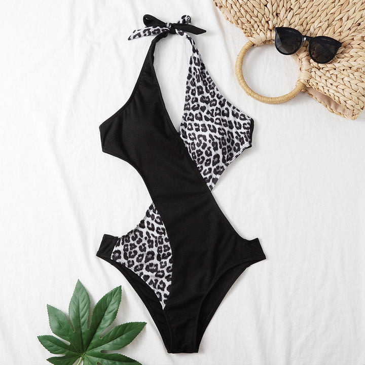 Women's one-piece swimsuit with modern cut-outs and chic leopard pattern Mune Fashion
