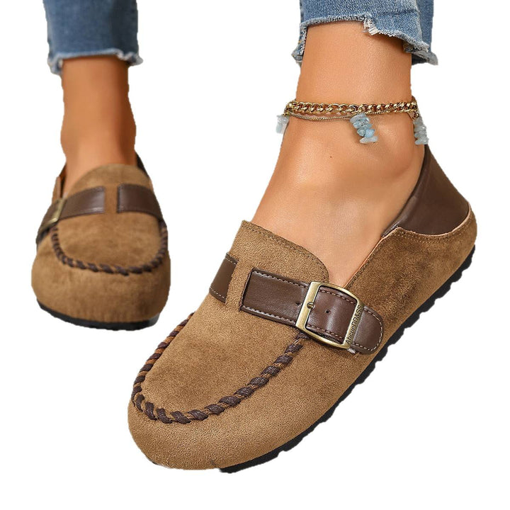 Women Comfortable Moccasins with Fashionable Buckle Detail Mune Fashion