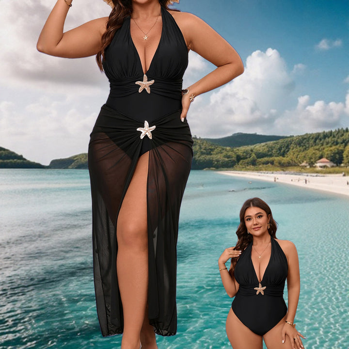 Ladies Elegant Beach Dress with Refined Slit Mune Fashion