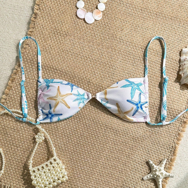 Women's Triangle Bikini with Maritime Star Pattern Mune Fashion