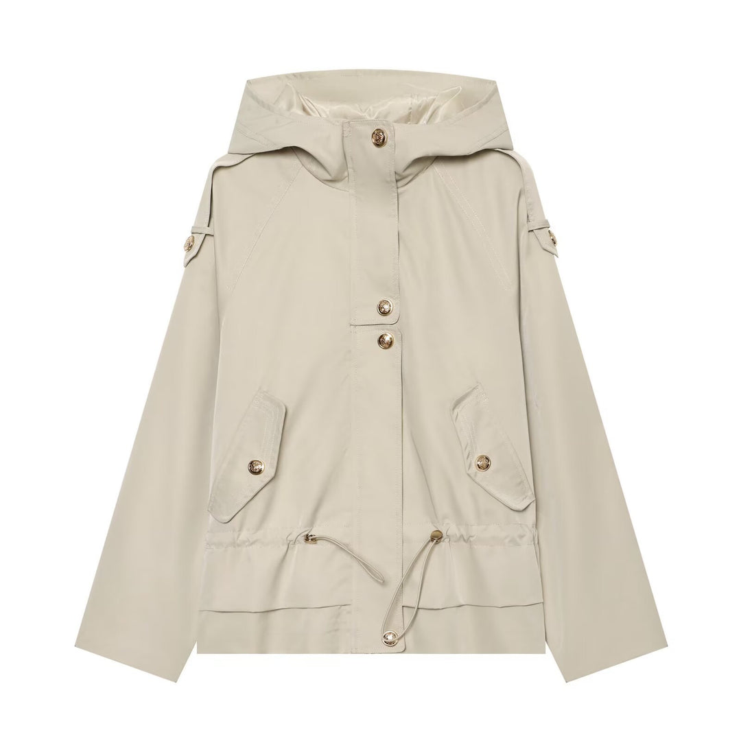 Women's short parka with hood, drawstring waist and flap pockets Mune Fashion