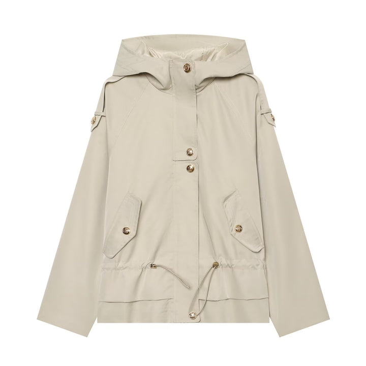 Women's short parka with hood, drawstring waist and flap pockets Mune Fashion