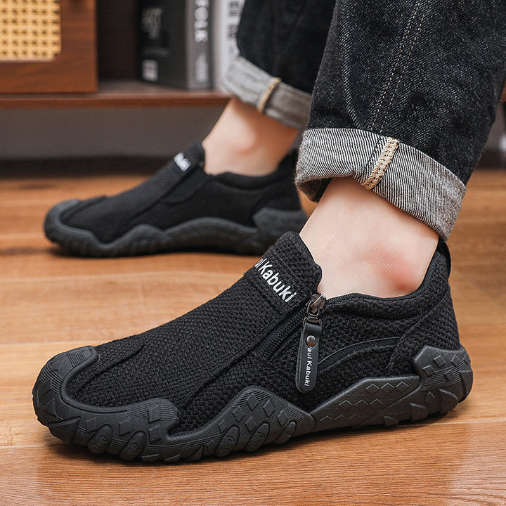 Men's Flexible Knit Sneakers with Zipper Mune Fashion