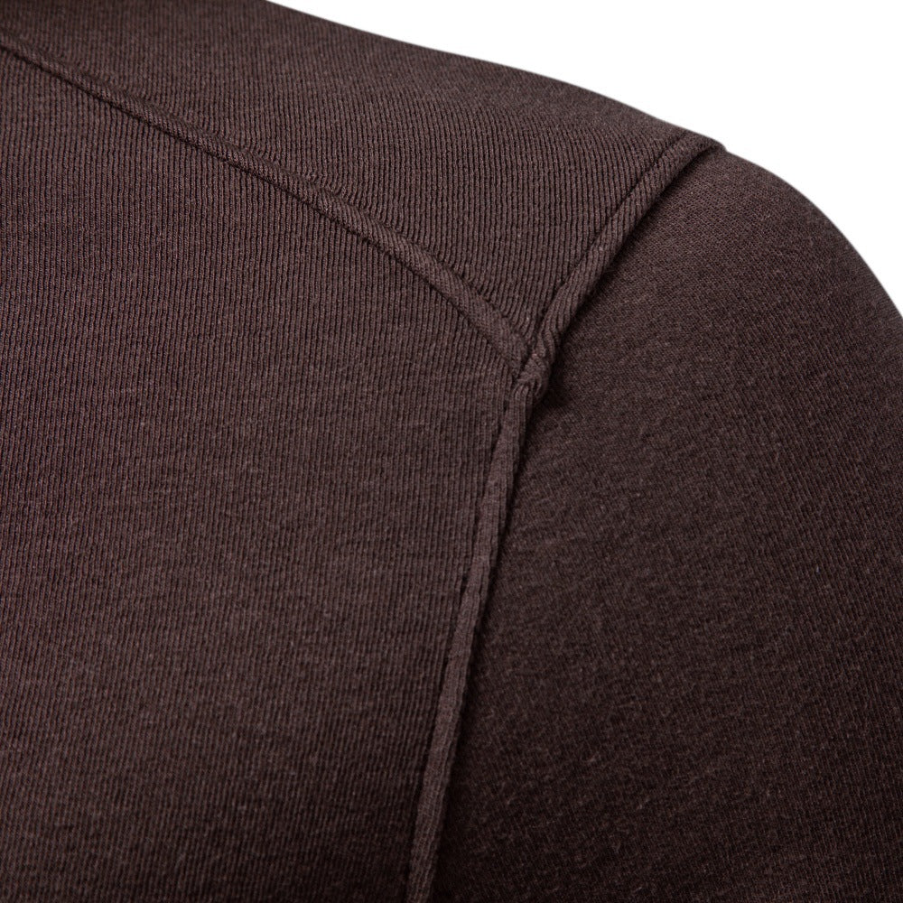 Men's Long Sleeve Sweatshirt with Narrow Standing Collar and Cotton Blend Mune Fashion