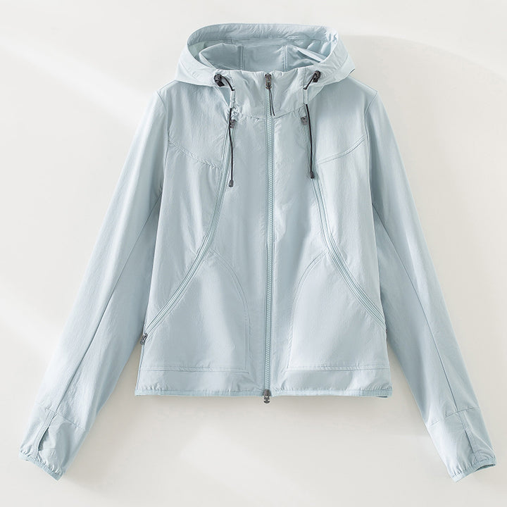 Women's Ultralight Hooded Windbreaker with Two-Way Zipper Mune Fashion