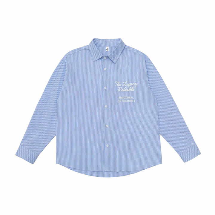 Unisex Oversize Striped Shirt with Stitch Detail and Kent Collar Mune Fashion